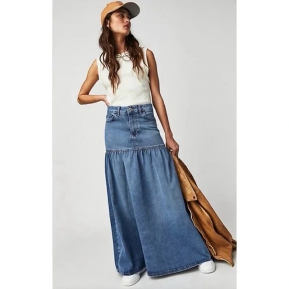 Free People Jordan denim maxi skirt 4 - Picture 4 of 16